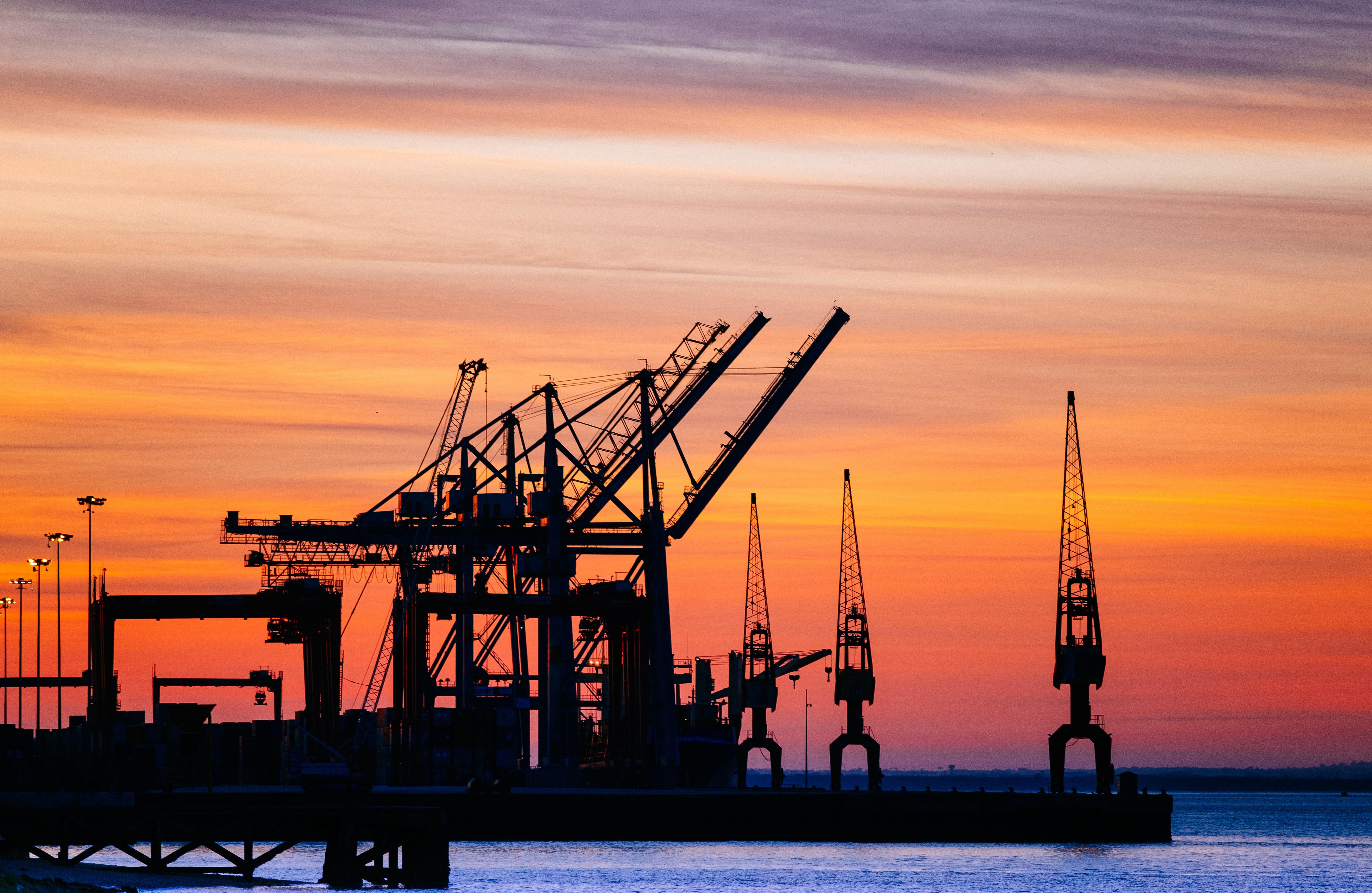 Mexican Oil Company port operations at sunset